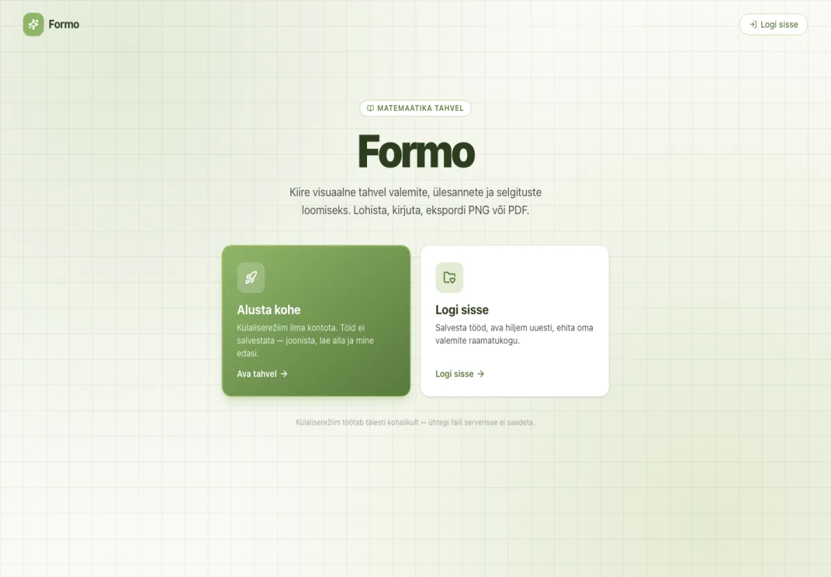 Formo prototüübi avaleht