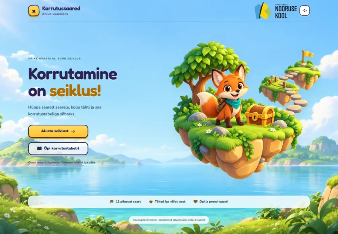 Korrutussaarte rakenduse avaleht